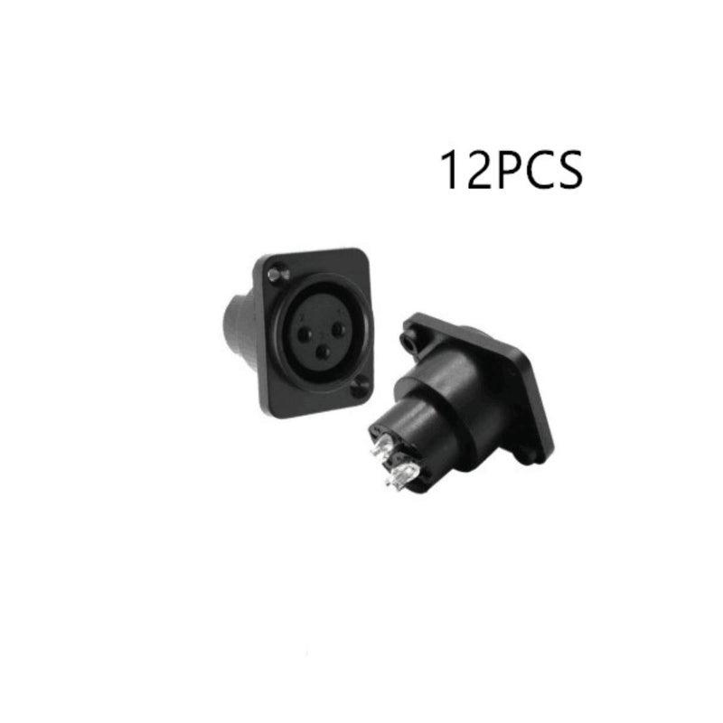 bnafes Audio XLR Female Jack Panel Mount Socket 12 Pcs Black Silver Tone - Image 2